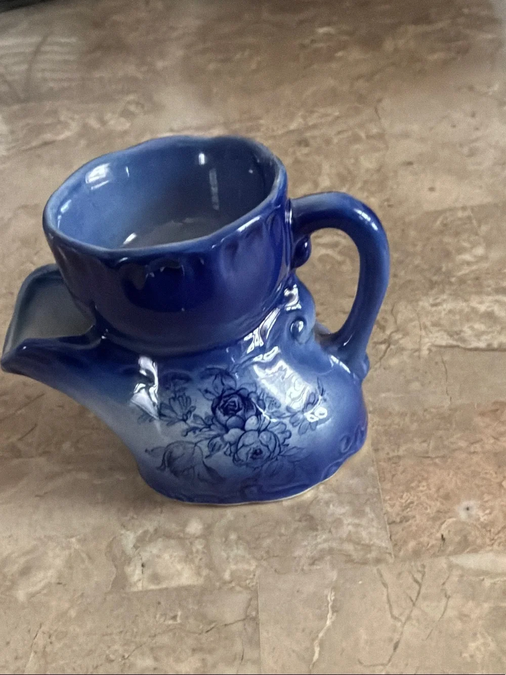 Vintage Blue Floral Ceramic Shaving Mug